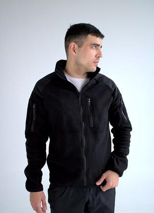 Флісова куртка тактична на застібці чорна