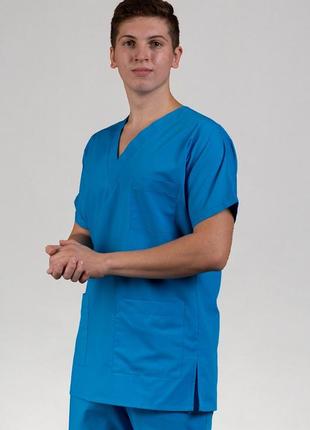 Топ хирургический мужской профмода “модель 02” голубой, 52-182см  35% хлопок*65% полиэстер3 фото