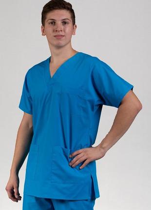 Топ хирургический мужской профмода “модель 02” голубой, 52-182см  35% хлопок*65% полиэстер2 фото