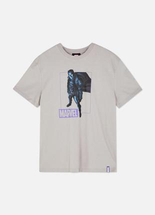 Колекційна бавовняна футболка сірого кольору marvel black panther eur m