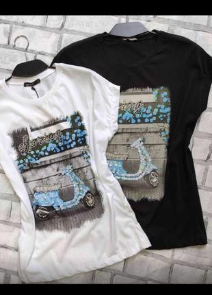 🔥 футболка 🔥 принт бавовна кристали туреччина