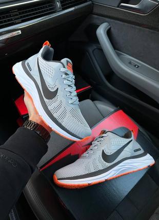 Чоловічі спортивні сірі кросівки в сітку silver nike air zoom 🆕 найк зум