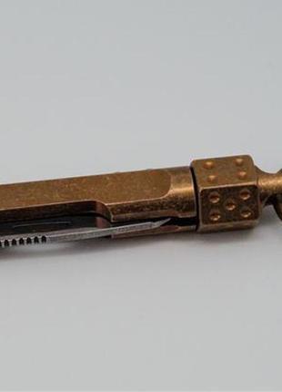 Брелок-нож "спиннер" на ключи, латунь/металл арт. 036397 фото