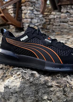 Кроссовки мужские puma rs-x black/orange кожа-сетка1 фото