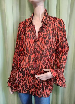 Красивая оранжевая блуза рр 20 plus size энимал принт ♥1 фото