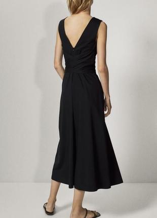 Довга чорна класична сукня з v-образним вирізом під пояс з нової колекції massimo dutti розмір m,l3 фото