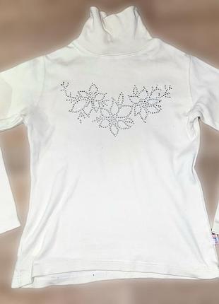 Водолазка на дівчинку кофта шкільна квіти стрази каміння святкова