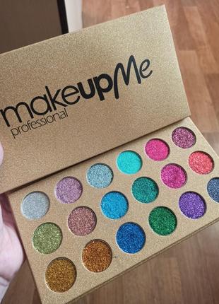 Палітра професійних тіней make up me  глітерні тіні 18 відтінків1 фото