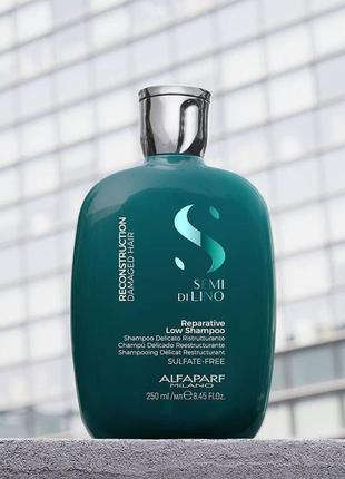 Шампунь для пошкодженого волосся  alfaparf milano semi di lino reconstruction reparative low shampoo