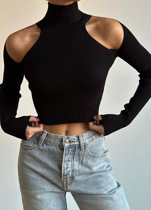 Кофта гольф водолазка вырез свитер