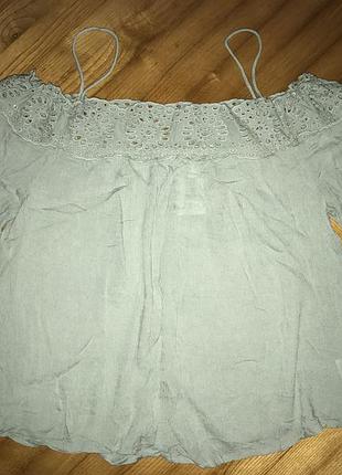 Papaya-чуть новая блуза с кружевом! р.-12