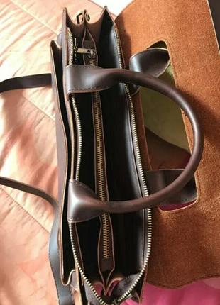 Сумка кожаная женская коричневая винтажная crazy horse портфель шоппер деловая5 фото