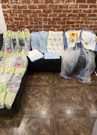 Комплект в детскую комнату: балдахин disney baby, штора, постельное белье1 фото
