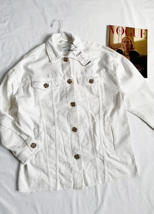 Куртка, рубашка, пиджак, вельветовая, оверсайз, белая, stradivarius1 фото