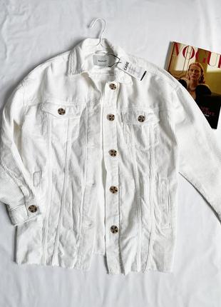 Куртка, рубашка, пиджак, вельветовая, оверсайз, белая, stradivarius3 фото