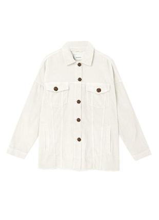 Куртка, рубашка, пиджак, вельветовая, оверсайз, белая, stradivarius6 фото