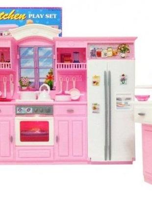 Km24016 кухня игрушечная gloria на батарейках, холодильник, газовая плита, мойка, коробка 43*30*6 см