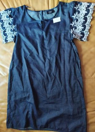 Платье котон с вышивкой