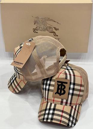 Кепка коричневая в клетку женская мужская в стиле burberry бейсболка барбери в сетку унисекс