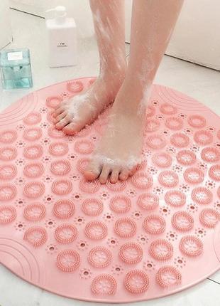 Массажный нескользящий коврик для душа massage foot pad щетка для стоп розовый