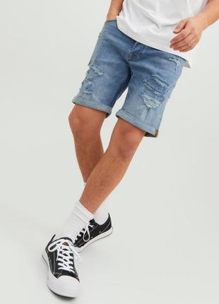 Шорты джинсовые jack&jones р. 32 ripped jeans