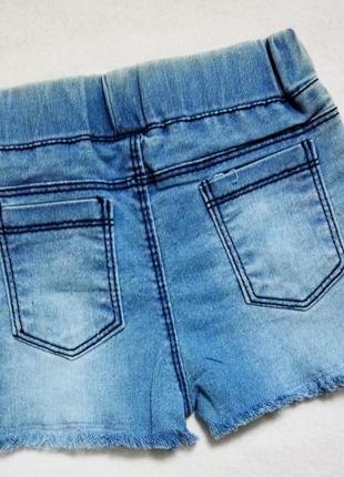Шорти джинсові стрейчеві для дівчаток оформлені стразами р 98;1042 фото