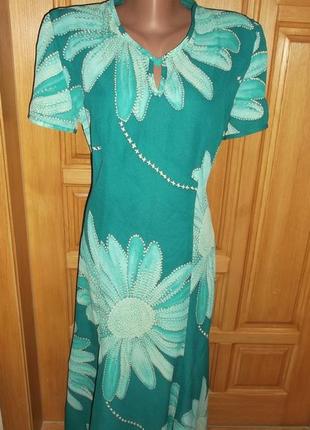 Платье  юбка гаде зеленая цветочная гамма длинное р. l- xl - alexon