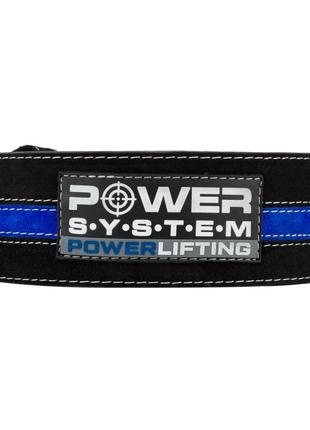 Пояс для силового спорта кожа/замша power system power lifting ps-3800 black/blue line  l