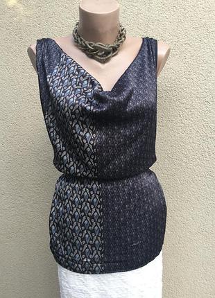 Легкая,шёлковая блуза под пояс,ворот хомут,майка,вискоза-шёлк,италия,эксклюзив