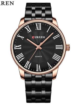 Классические мужские наручные часы curren 8422 black-gold