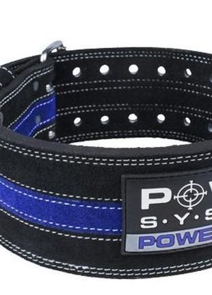 Пояс для пауерліфтингу power system ps-3800  powerlifting шкіряний black/blue line m