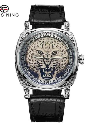 Классические механические мужские наручные часы forsining 8259 silver-black