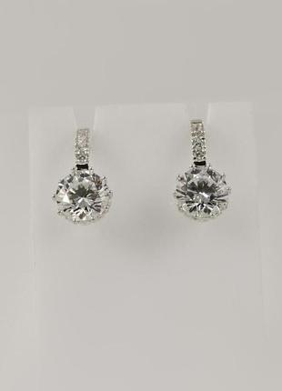 Сережки с круглым фианитом