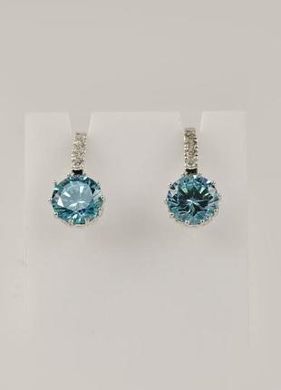 Сережки с круглым фианитом
