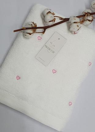 Полотенце maison d'or love 85x150 white/pink