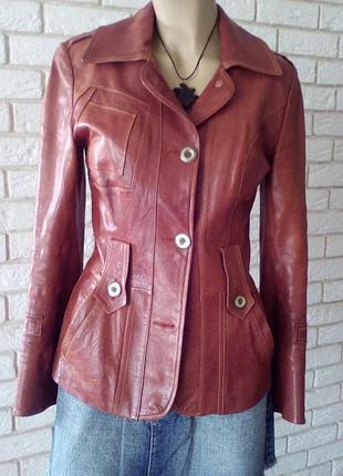 Натуральна шкіряна руда куртка м знижка!