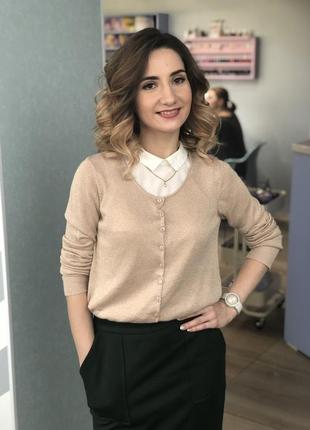 Золотистая кофта на пуговицах, люрекс