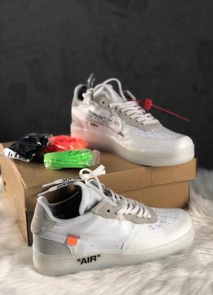 Женские кожаные кроссовки nike air force 1 low off white.