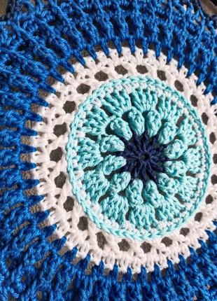 Синий эко-ловец снов ручной работы, оберег "глаз фатимы". диаметр 19 см4 фото
