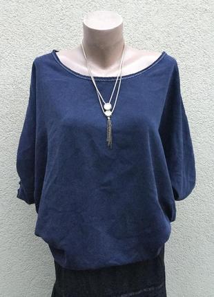 Синя блуза,сорочка-реглан,штапельная-віскоза,італія,великий розмір,батал