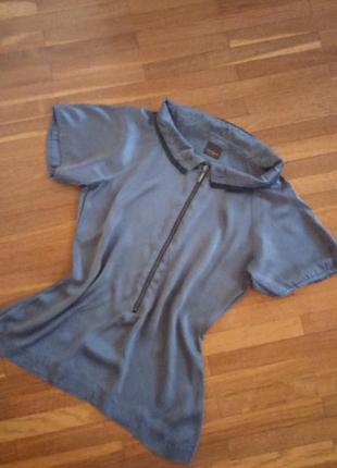 Шовкова італійська блуза темного сріблястого кольору 38р.
