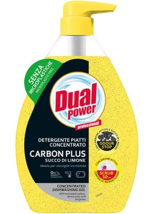 Средство для ручного мытья посуды dual power carbon plus lemon концентрированное 600 мл (8054633838518)1 фото