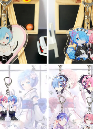 Брелки акрилові re: zero ram rem аніме1 фото