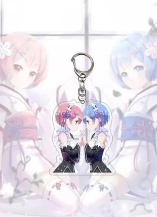 Брелки акриловые re: zero ram rem аниме2 фото