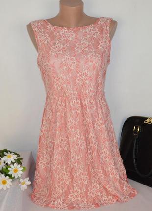Брендовое розовое нарядное мини короткое платье atmosphere кружево коттон1 фото