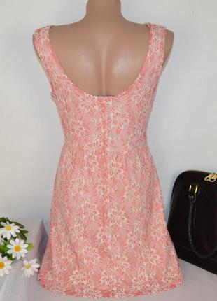 Брендовое розовое нарядное мини короткое платье atmosphere кружево коттон2 фото