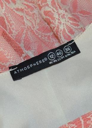 Брендовое розовое нарядное мини короткое платье atmosphere кружево коттон3 фото