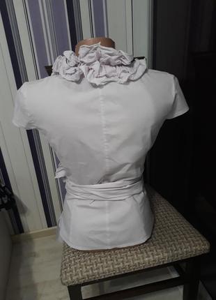 Оригинальная блузка на запах с широким поясом5 фото