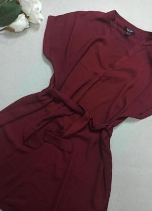 Красивое бордовое платье new look.свободный пошив, пояс2 фото