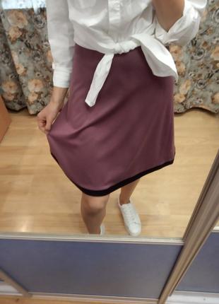Оригинальная юбка трапеция пыльно розового цвета.2 фото